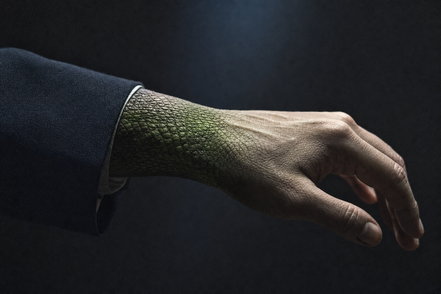 Main reptilienne sous costume de politicien