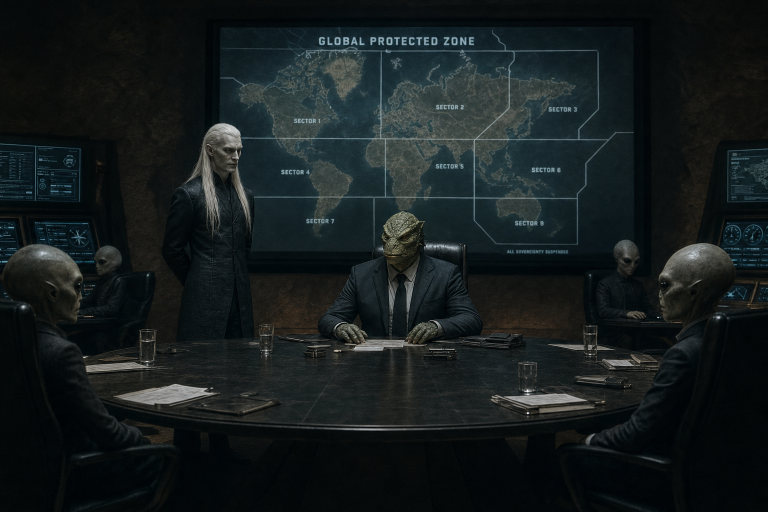 Qui dirige vraiment les 195 pays : reptiliens, nordiques et gris autour d’une table dans la Zone 51